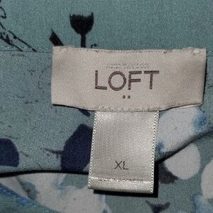 LOFT Teal and Navy Patterned Blouse